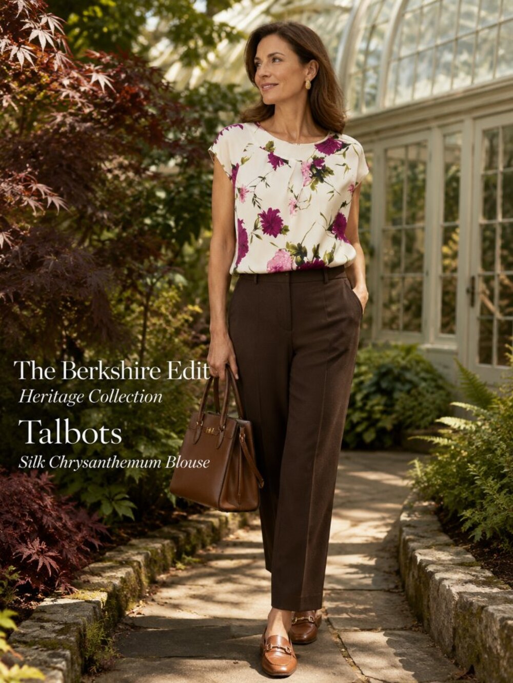 Talbots 100% Silk Floral Chrysanthemum Blouse Pink Purple Ivory Size 2